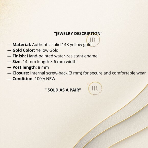 14K Solid Gold Saint Jude Stud Earrings • Green Robe • Water-Resistant Enamel. - Picture 7 of 7